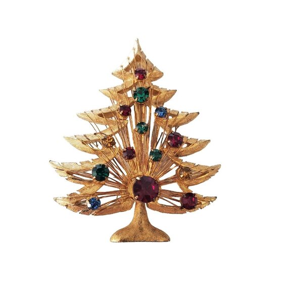 Vintage Christmas Tree Brooch By Brooks – Vintage Jewelry Girl Vintage Brooks Harp Christmas Tree Pin